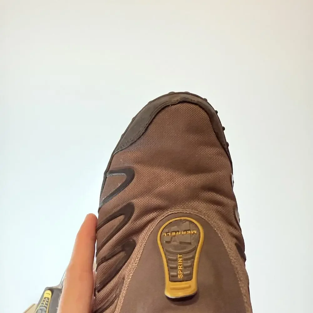 Merrell Men 7.5 Waterpro Continuum Water Shoes Grey Yellow Hiking Trail Sneakers